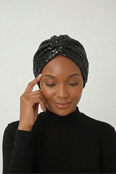 elysianfidan فستان سهرة حجاب حجاب جاهز أسود مبطن بالترتر