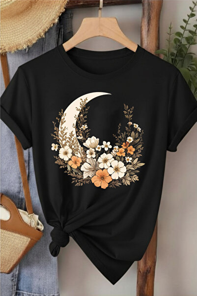 l'eivor Tricou Damă din Bumbac Imprimat Moon And Flower