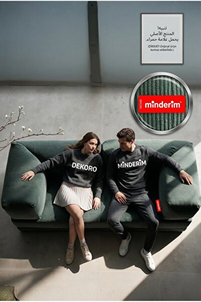 Minderim PİXEL Fitilli Kadife Kanepe | 50 DNS Çökmez Sünger | Yıkanabilir Kıl...