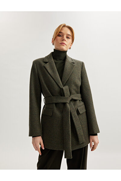 Koton Ζώνη Λεπτομερές Διπλό Κοντό Παλτό