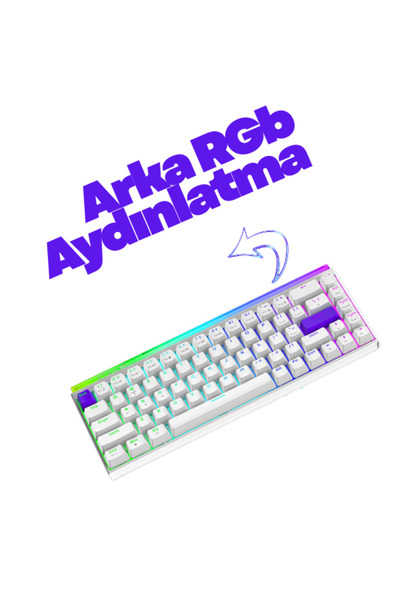 ATAsoft K68 Pro Mekanik Oyuncu Klavyesi Hotswap Red Switch Driverli Türkçe Q Beyaz Klavye Arka Aydınlatmalı