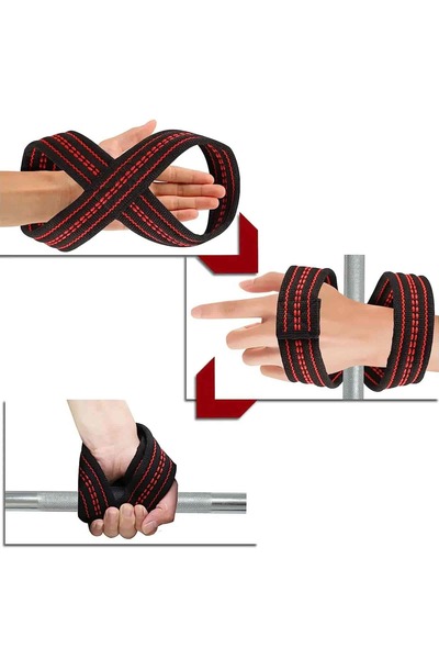 Aideli Figure 8 Weight Lifting Straps, 2PCS Gym Wrist Wraps for Deadlift, Pull-Ups, Powerlifting, Bo