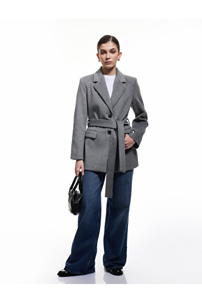 Koton М'яка тканина, пояс з деталями, кишені, короткий пальто з хрестоподібни...