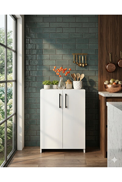 Home Beyaz 70x EN 50 çok amaçlı iki kapaklı modern fonksiyonel dolap