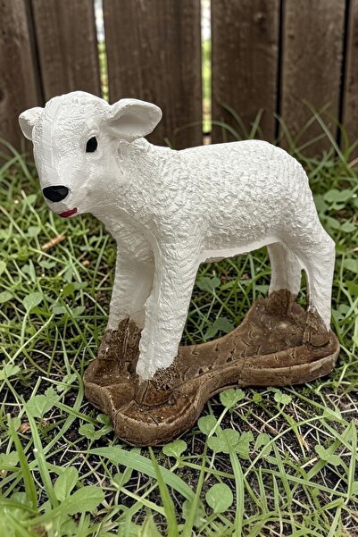 libre design DEKORATİF 35cm KUZU HEYKELİ EV BALKON BAHÇE DEKORASYON BİBLO OBJE