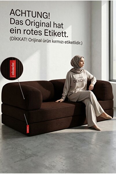 Minderim PİXEL Fitilli Kadife Kanepe | 50 DNS Çökmez Sünger | Yıkanabilir Kıl...