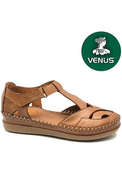 Venüs Omelo Hakiki Deri Comfort Ortopedik Kadın Sandalet TABA
