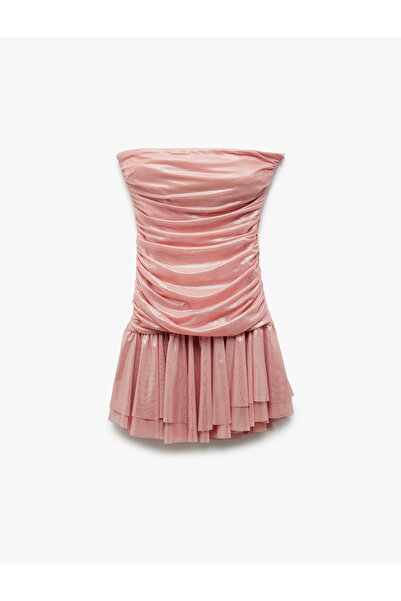 Koton Rochie de seară mini cu volan, fără mâneci, cu detaliu drapat