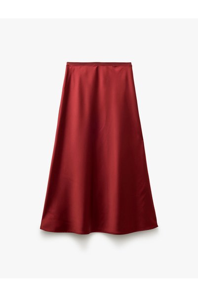 Koton Standard Waist Midi Length A-Line Satin Skirt