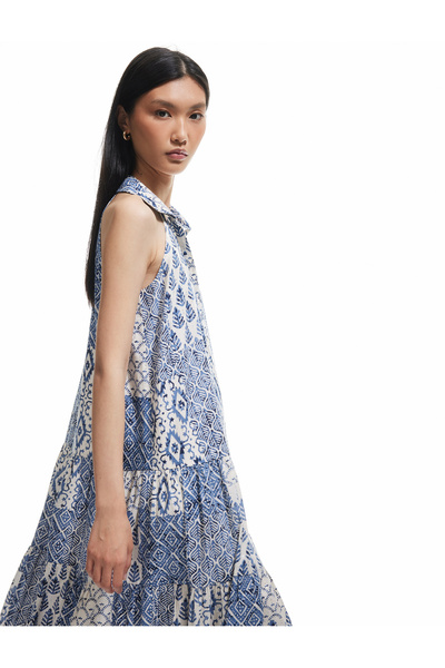 Koton Rochie cămașă midi, fără mâneci, cu nasturi, cu imprimeu etnic și căptu...