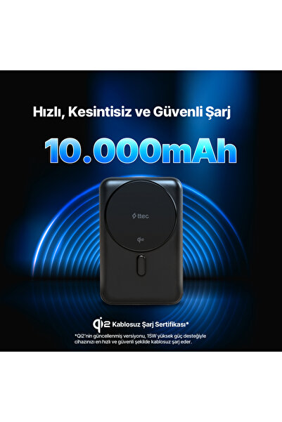 Ttec ReCharger Pro M 10.000mAh Qi2/MagSafe Özellikli 15W iPhone/Android Stantlı Kablosuz 2BB227S