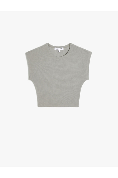 Koton طاقم الرقبة بلا أكمام مشروط مزيج سليم صالح المحاصيل تي شيرت المرأة