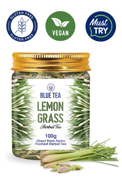BLUE TEA Lemongrass Herbal Tea, Detox & Metabolism Boost, Caffeine-Free, 100g...
