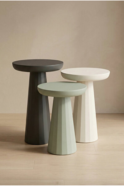 hedefixtoys Modern Ahşap Mantar Yan Sehpa – 3’lü Set | Vernikli El Yapımı Dek...