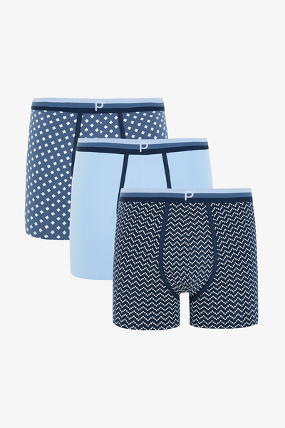 Penti Açık Mavi Erkek Geometrik Desenli 3'lü Boxer