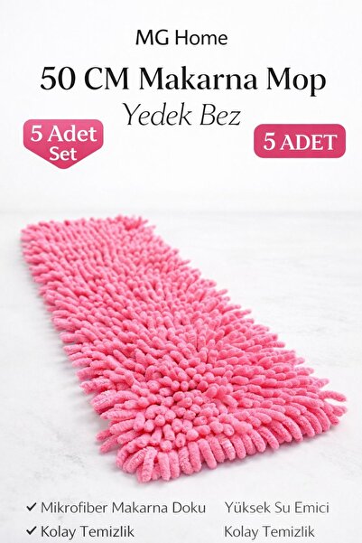 VENON 5 Adet 🟣 50 Cm Makarna Mop 🟣 Mikrofiber Yedek Paspas Temizlik Bezleri...