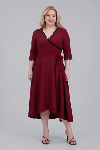 Bordeaux Women Plus Size Dresses with Latest Models - Trendyol
