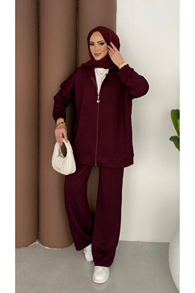 Tarzımızbir بدلة رياضية طويلة من قماش المودال بسحاب للنساء المحجبات