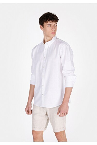 Colin's Cămașă cu mânecă lungă, albă, cu gât, cu formă regulată