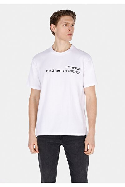 Colin's Tricou alb cu mânecă scurtă pentru bărbați, cu gât rotund, confortabil