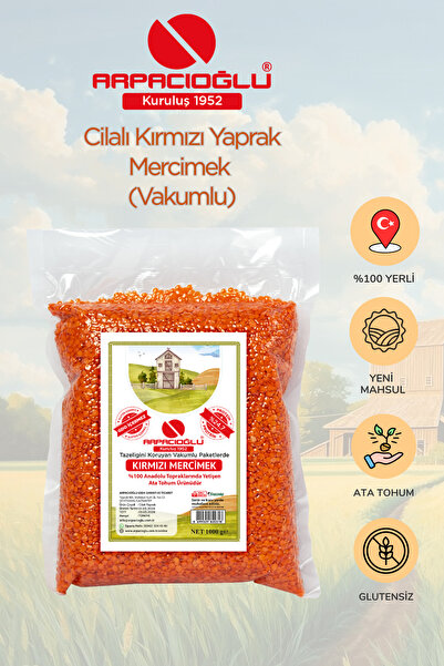 Arpacıoğlu %100 Yerli Türk Malı Kırmızı Yaprak Mercimek 5kg (cilalı) (Vakumlu...