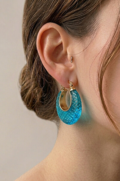 PETEK AKSESUAR Stylish Summer Resin Hoop Earrings