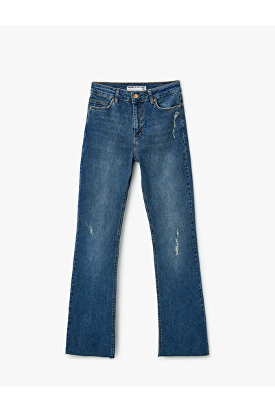 Koton Pantaloni din denim cu talie înaltă, slim fit, cu picioare spaniole - b...