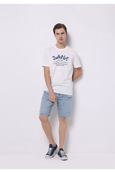 Colin's شورت جينز من قماش الدنيم غير المبطن بخصر متوسط ​​للرجال ذو قصة عادية