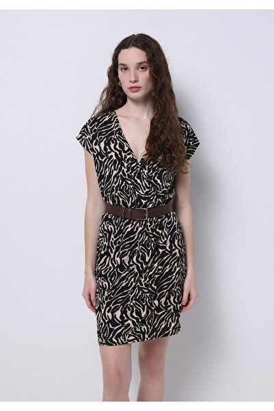 Colin's Regular Fit Baskılı Kadın Siyah Kolsuz Elbise