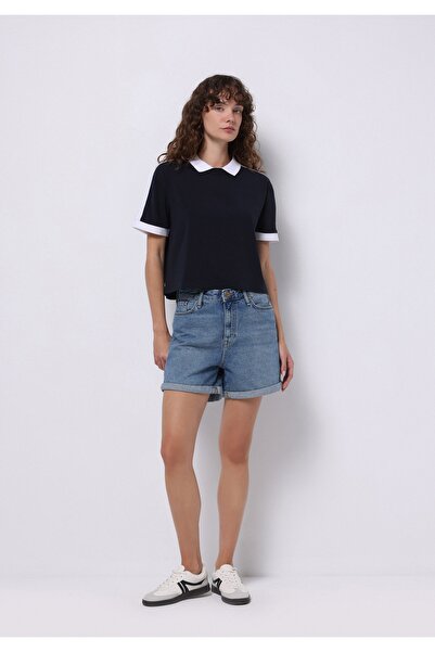 Colin's Mom Fit Pantaloni scurți Indigo Jean pentru femei cu talie înaltă