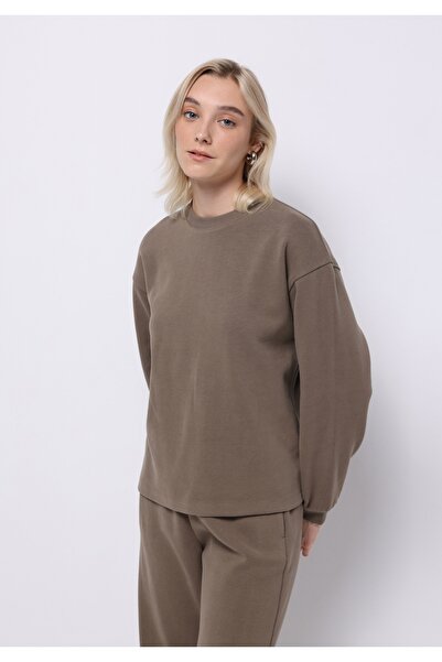 Colin's Hanorac de damă bej cu gât rotund cu croiala normală