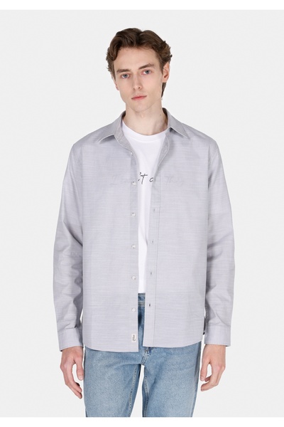 Colin's قميص رجالي ذو قصة عادية ورقبة مستقيمة وأكمام طويلة