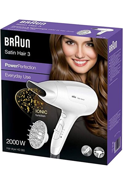 Braun Hair Dryer 2000 Watts Ultra Powerful, Ionic, Lightweight, Diffuser, Qui...