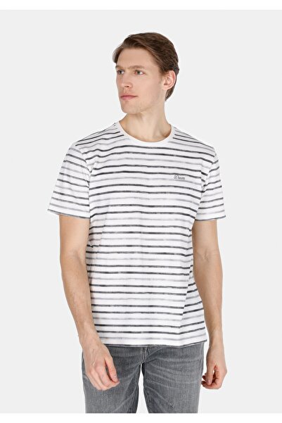 Colin's تي شيرت رجالي ذو قصة عادية وياقة دائرية قطن lu مخطط باللون الرمادي وأ...