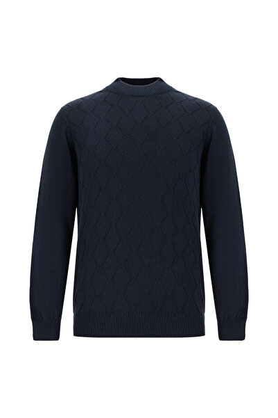 Abdullah Kiğılı Pulover cu guler pe gât slim fit Slim croială cu model bumbac...