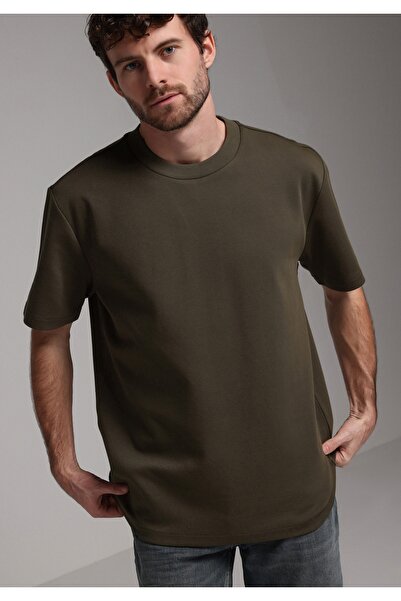 Colin's Tricou verde cu mânecă scurtă pentru bărbați, cu gât rotund, cu potri...