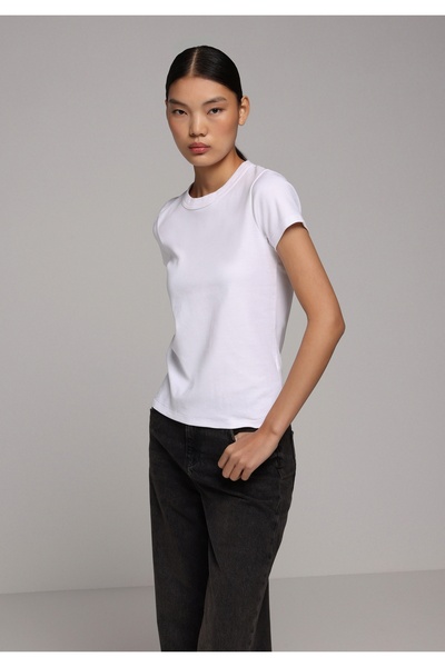 Colin's Tricou cu mânecă scurtă, alb, din bumbac, cu gât rotund, slim fit