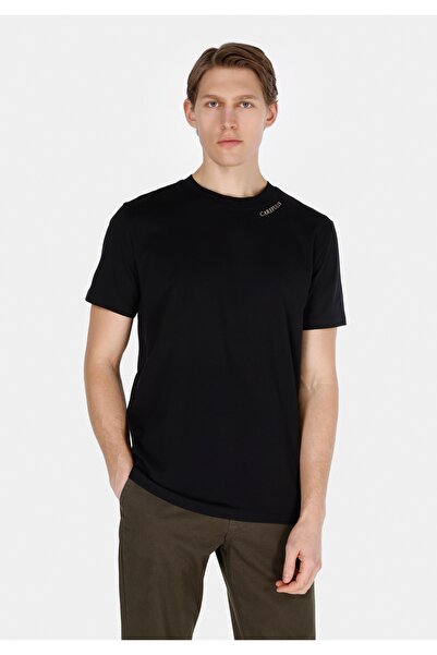 Colin's Tricou negru cu mânecă scurtă pentru bărbați, cu gât rotund, croială ...