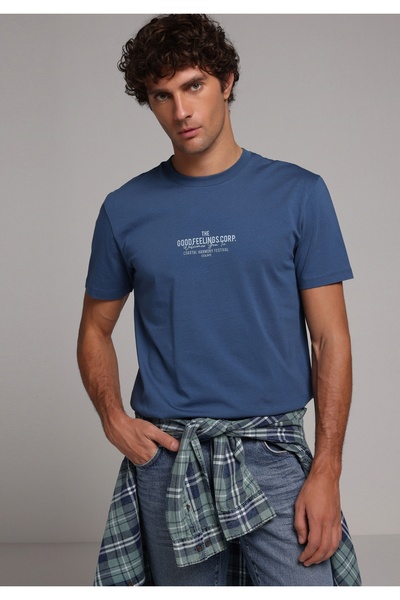 Colin's تي شيرت رجالي عادي ذو رقبة مستديرة وأكمام قصيرة باللون الأزرق