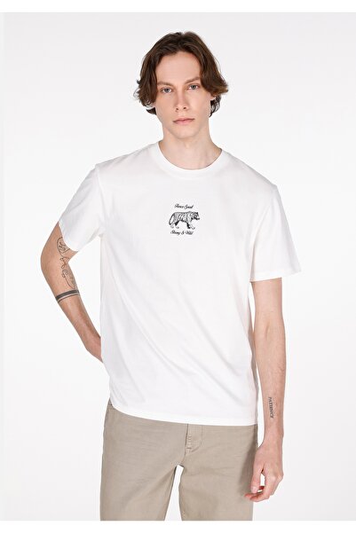 Colin's Tricou alb cu mânecă scurtă pentru bărbați, cu gât rotund, confortabil