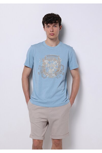 Colin's تي شيرت رجالي عادي ذو رقبة مستديرة وأكمام قصيرة باللون الأزرق