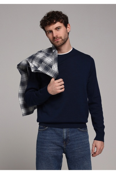 Colin's Ανδρικό πουλόβερ Navy Blue με κανονική εφαρμογή με στρογγυλή λαιμόκοψη