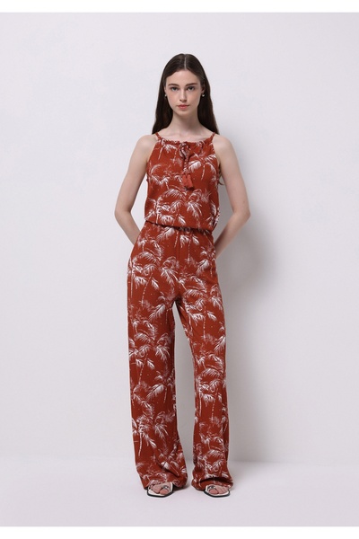 Colin's Regular Fit Çiçekli Kadın Kahverengi Askılı Elbise