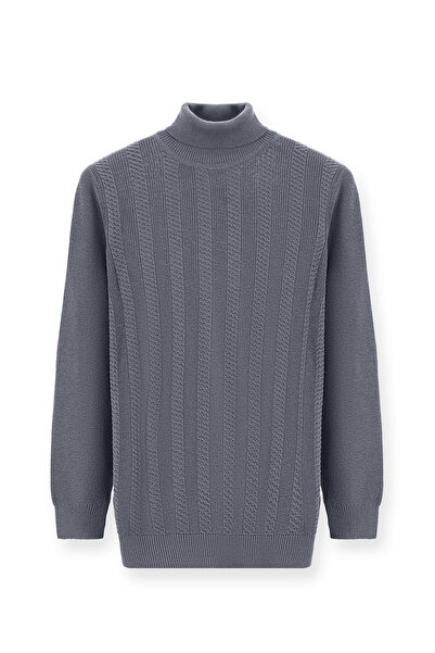 Abdullah Kiğılı Balıkçı Yaka Regular Fit Desenli Yünlü Triko Kazak