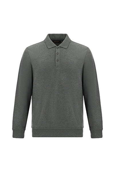 Abdullah Kiğılı Polo Neck Regular Fit Embroidered Cotton Sweatshirt