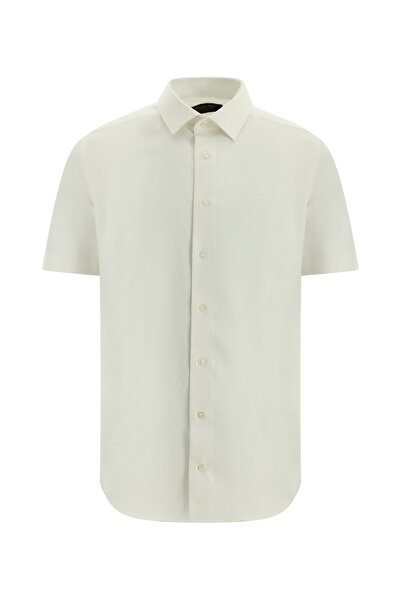 Abdullah Kiğılı Short Sleeve Slim Fit Slim Fit Patterned Cotton Shirt