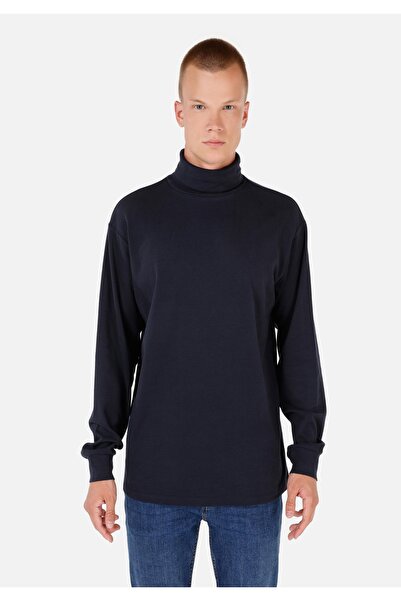 Colin's Tricou cu mânecă lungă, albastru bleumarin, cu gât roscat, cu potrivi...