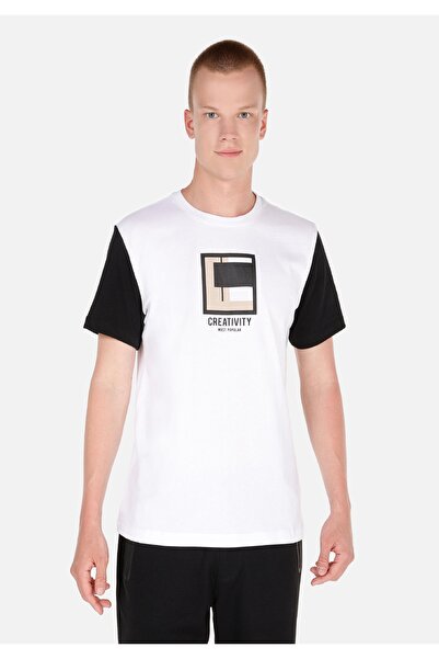 Colin's Tricou alb cu mânecă scurtă pentru bărbați, cu gât rotund, cu croiala...