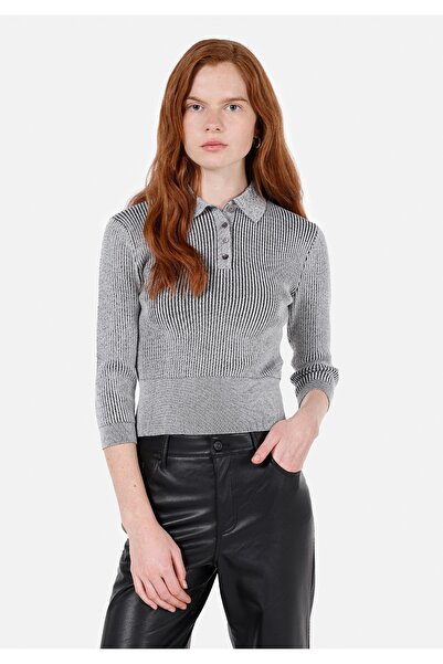 Colin's Pulover negru pentru femei, cu gât polo, slim fit