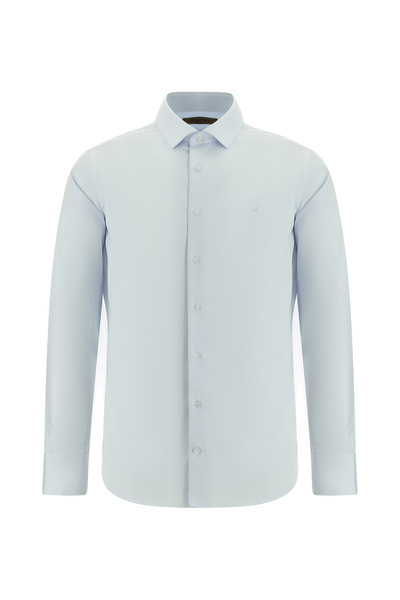 Abdullah Kiğılı Ιταλικό Κλασικό Βαμβακερό Πουκάμισο Στενής Γραμμής - Μακρυμάνικο